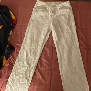 Very light yellow straight-leg jeans